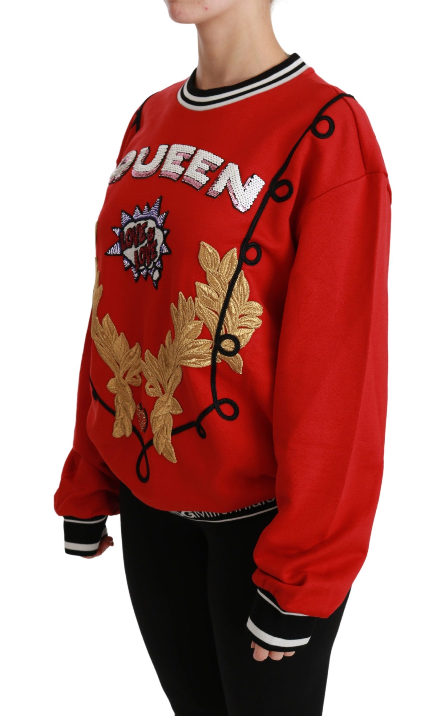 Pull ras du cou à paillettes rouge éclatant Dolce & Gabbana
