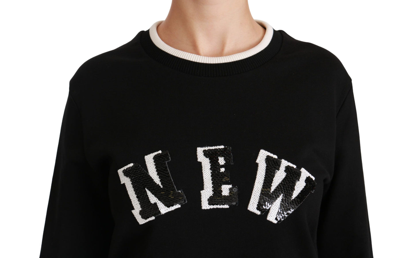 Pull en coton noir à paillettes chic Dolce & Gabbana