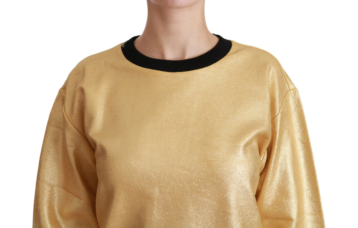 Pull élégant à col rond en coton doré Dolce & Gabbana