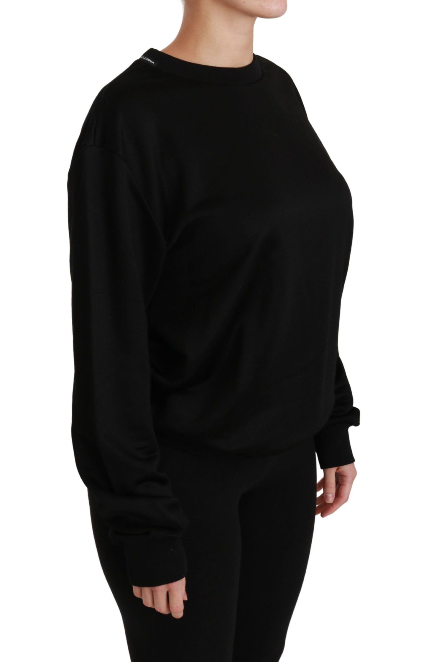 Pull ras du cou élégant en coton noir Dolce & Gabbana