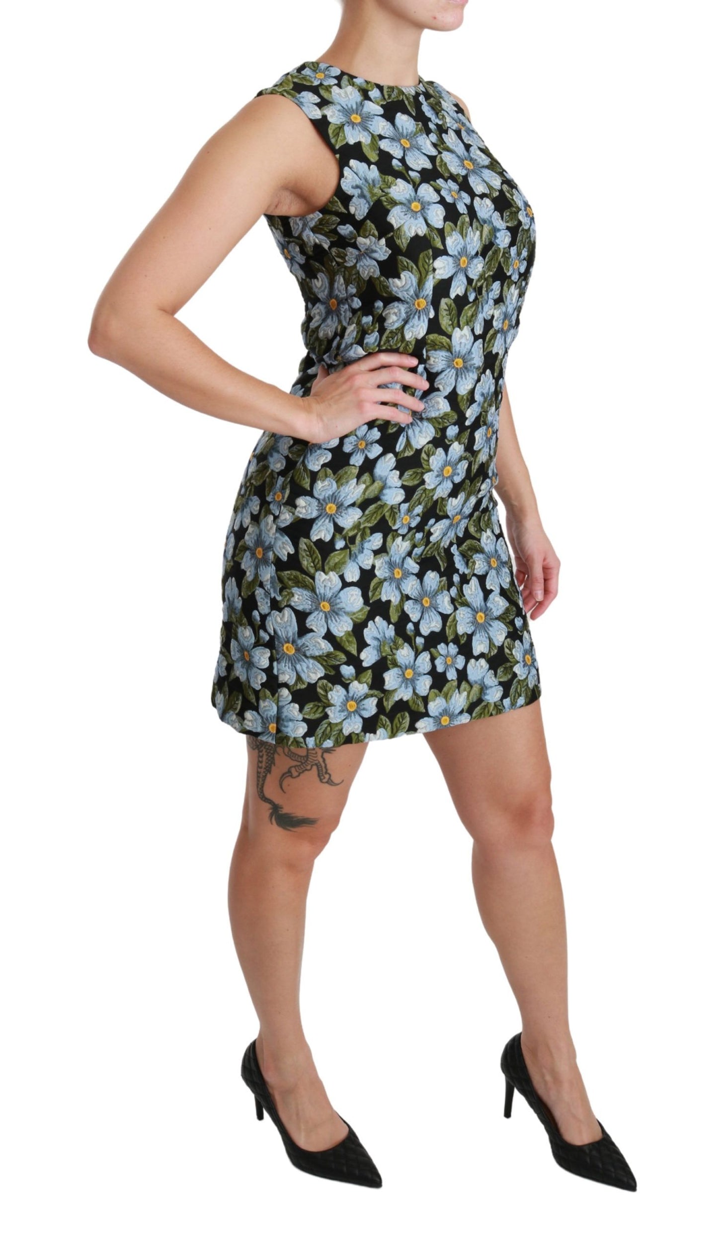 Robe courte droite fleurie élégante Dolce & Gabbana
