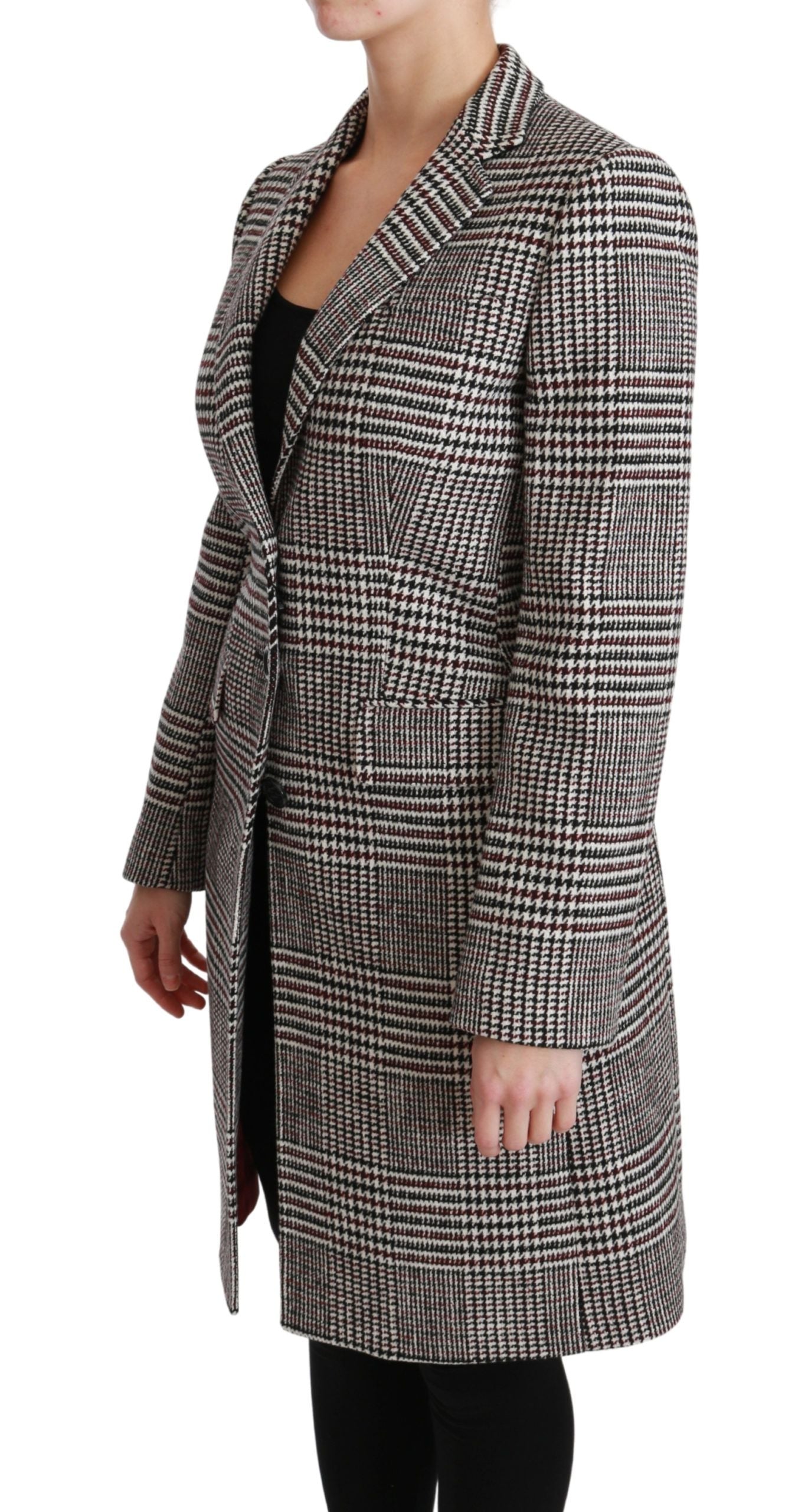 Dolce & Gabbana Élégant manteau veste à carreaux multicolores longueur genou