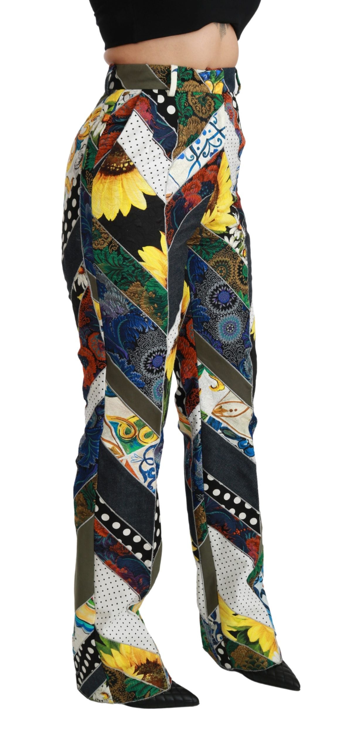 Pantalon droit multicolore taille haute élégant Dolce & Gabbana