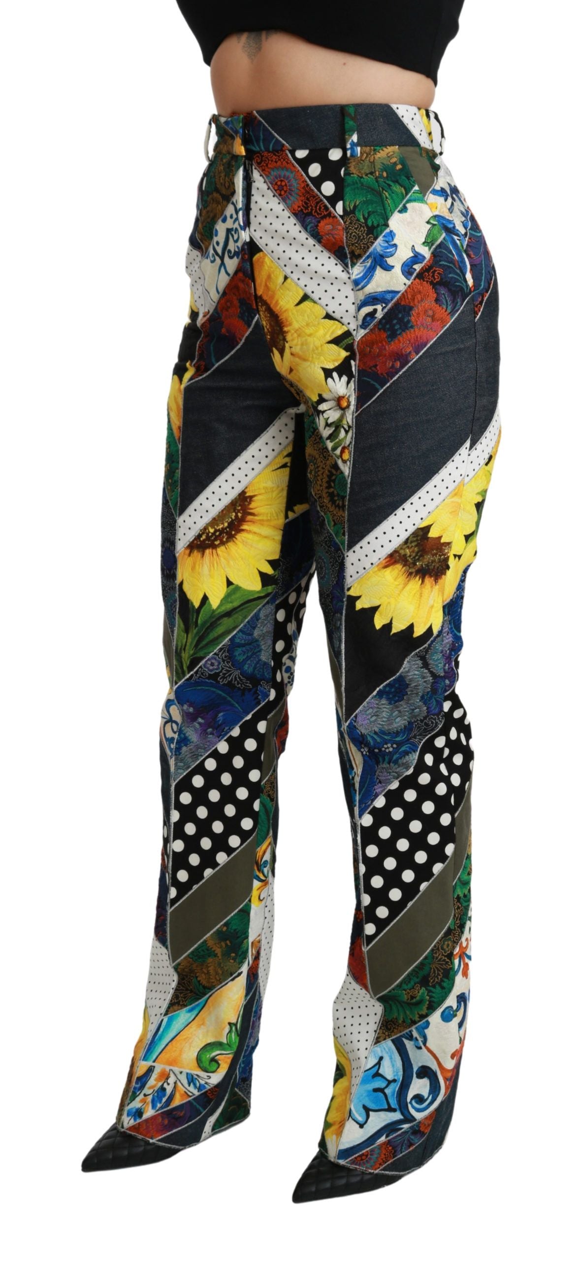 Pantalon droit multicolore taille haute élégant Dolce & Gabbana