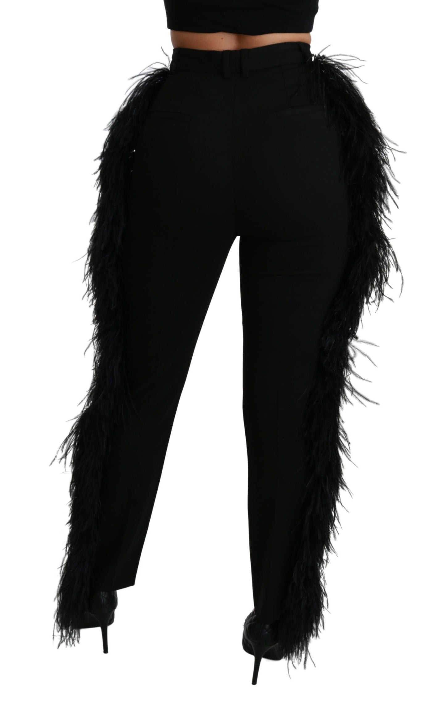 Pantalon élégant taille haute en laine mélangée Dolce & Gabbana