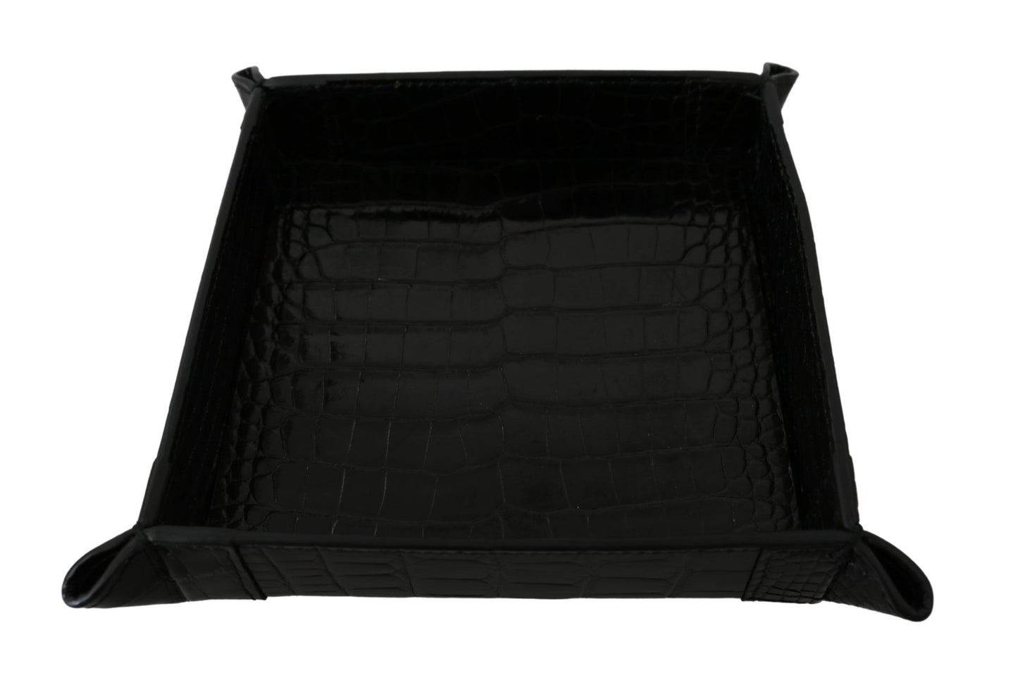 Plateau d'entrée élégant en peau exotique noire Dolce & Gabbana