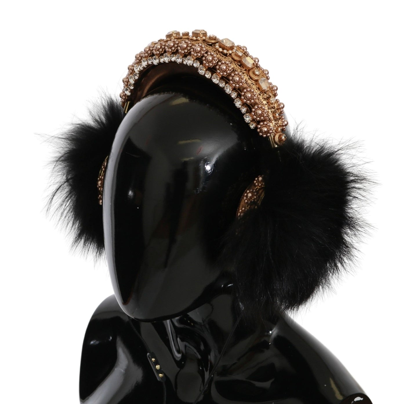 Casque audio Dolce & Gabbana orné de cristaux noirs et dorés