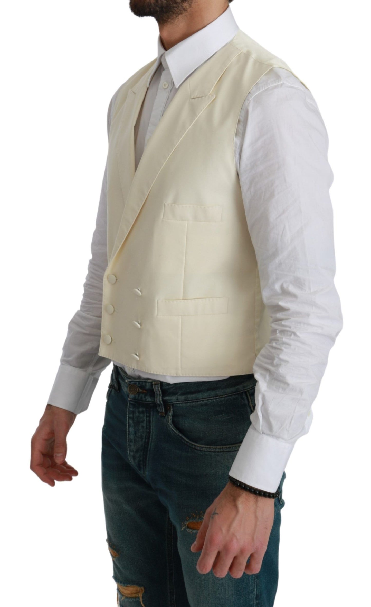 Dolce & Gabbana Élégant gilet en laine crème