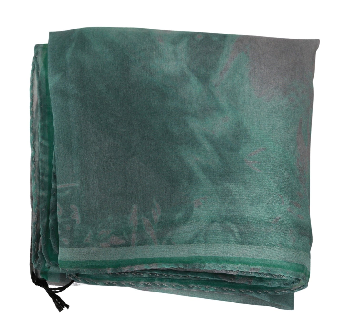 Costume National Élégant Foulard Imprimé Vert en Soie