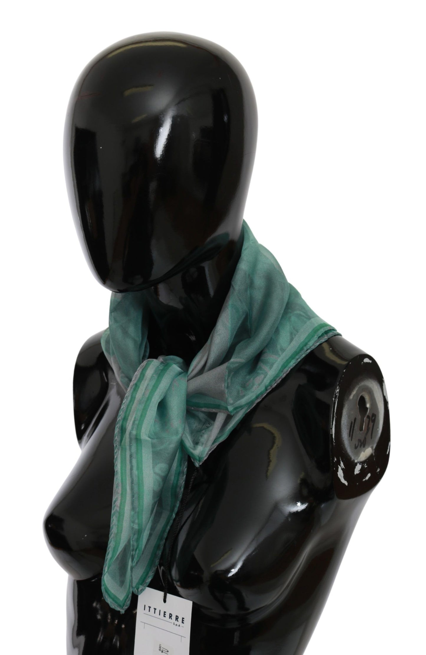Costume National Élégant Foulard Imprimé Vert en Soie