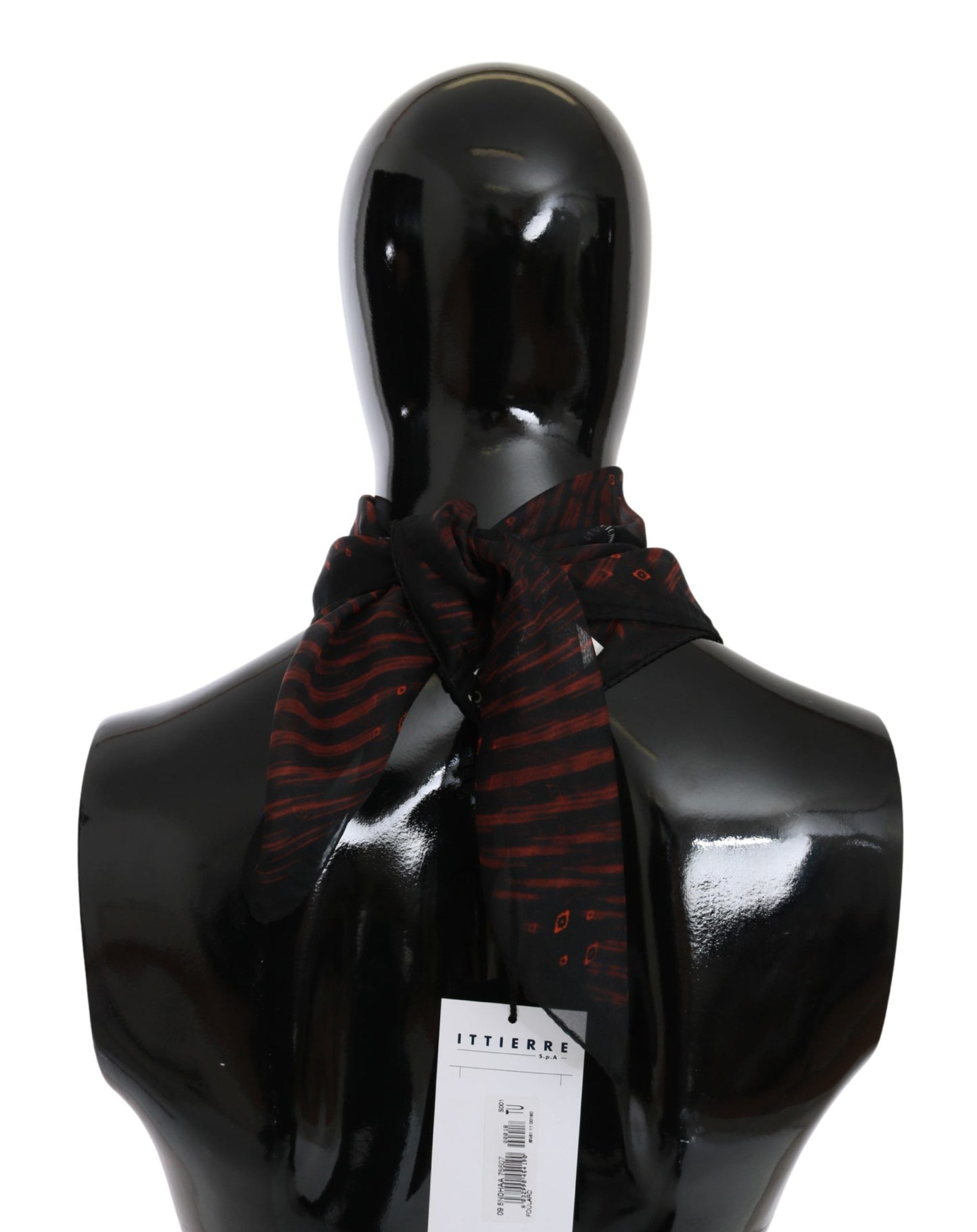 Costume National Black Orange 100% Silk Branded Scarf by Costume National