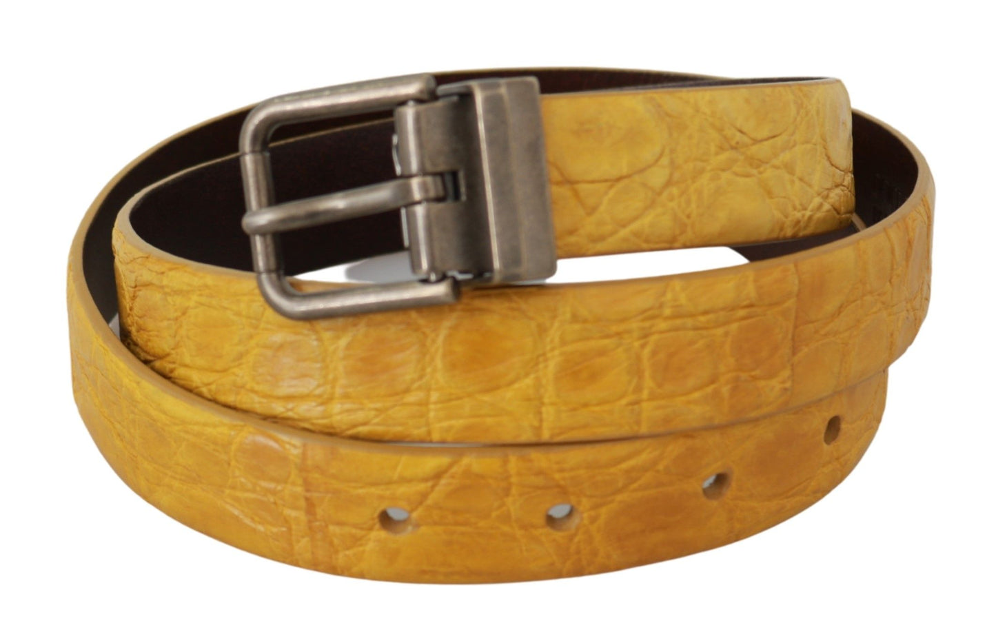 Ceinture en cuir à motif animal exotique jaune Dolce & Gabbana