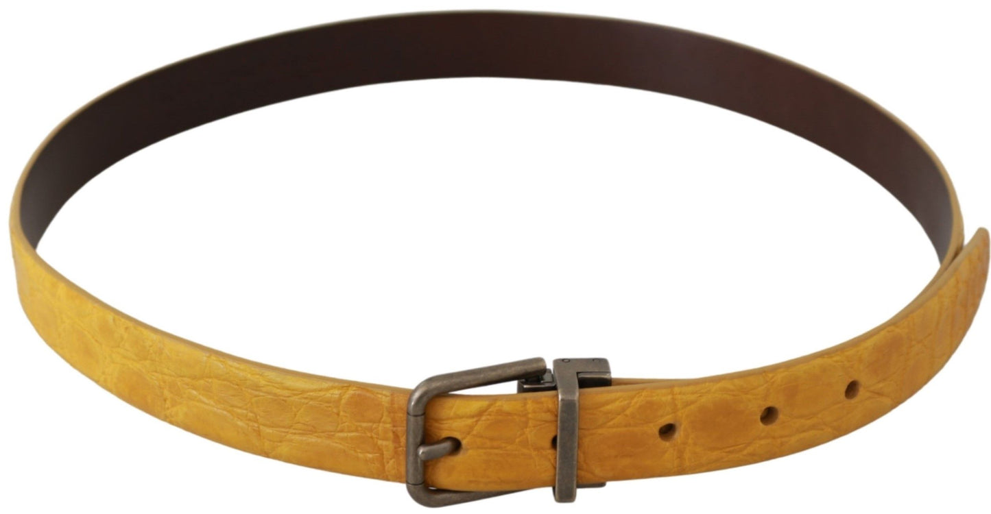 Ceinture en cuir à motif animal exotique jaune Dolce & Gabbana