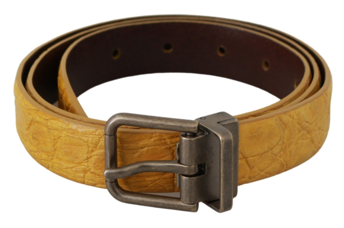 Ceinture en cuir à motif animal exotique jaune Dolce & Gabbana