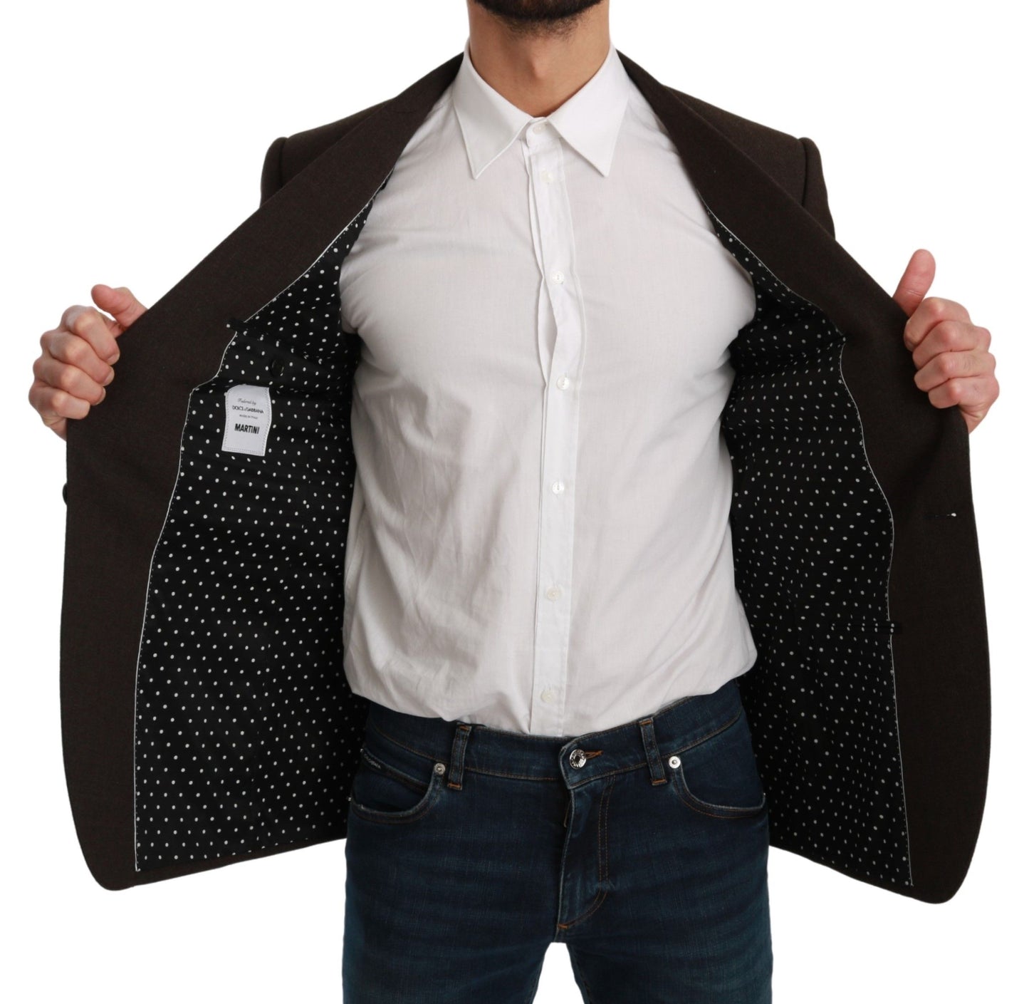 Blazer Martini élégant en laine vierge marron Dolce & Gabbana