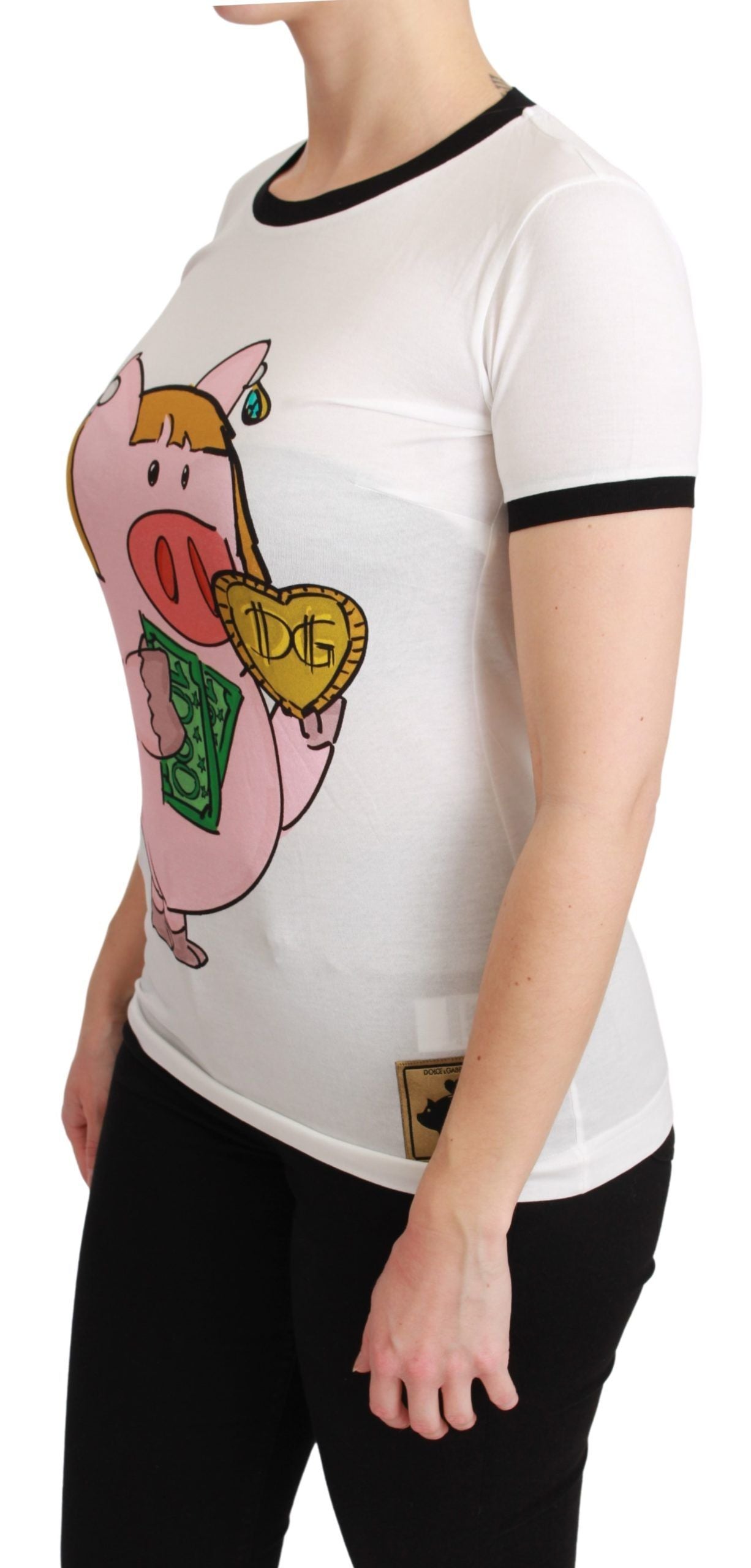 T-shirt ras du cou élégant en coton blanc Dolce & Gabbana avec motif