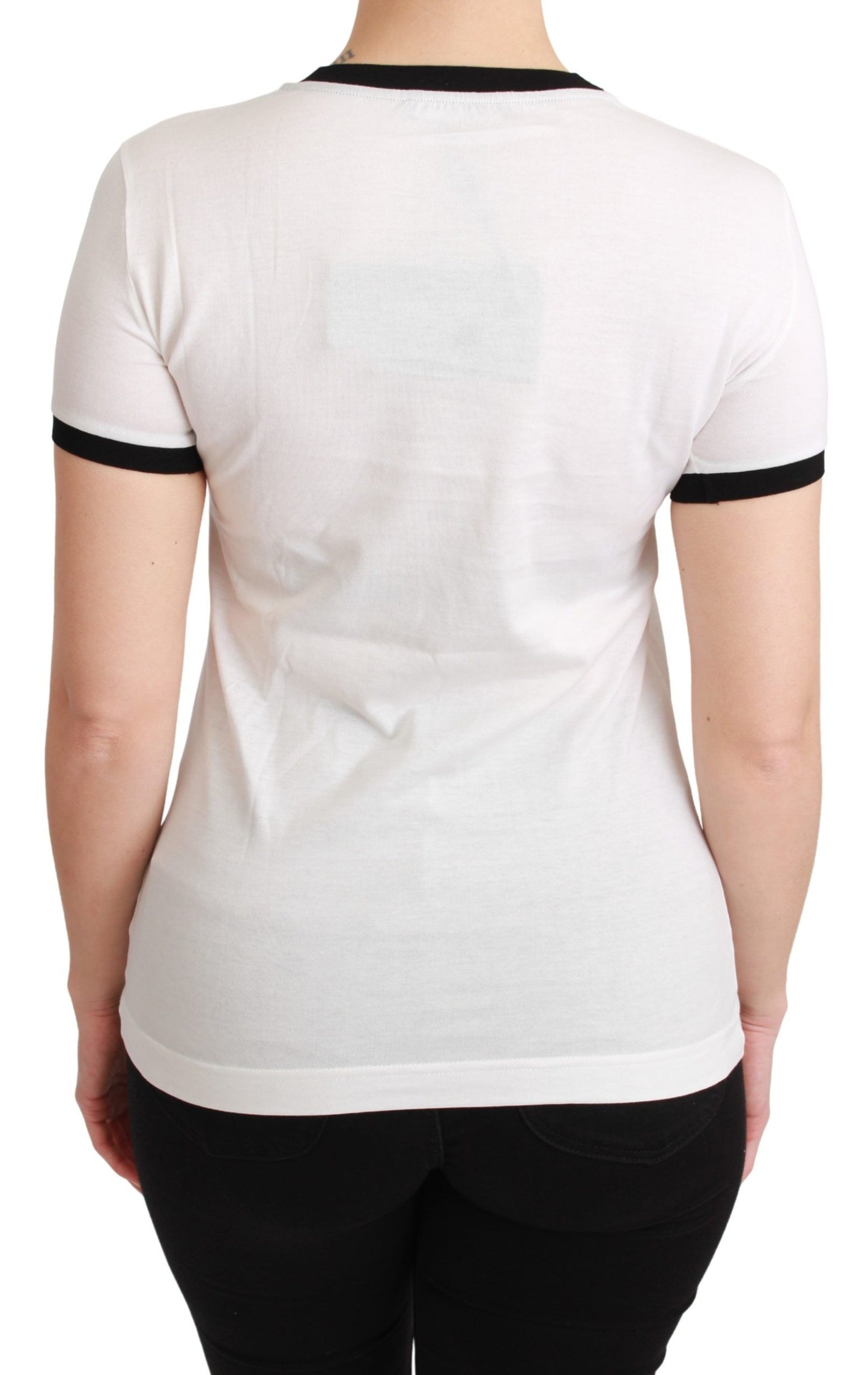 T-shirt ras du cou élégant en coton blanc Dolce & Gabbana avec motif