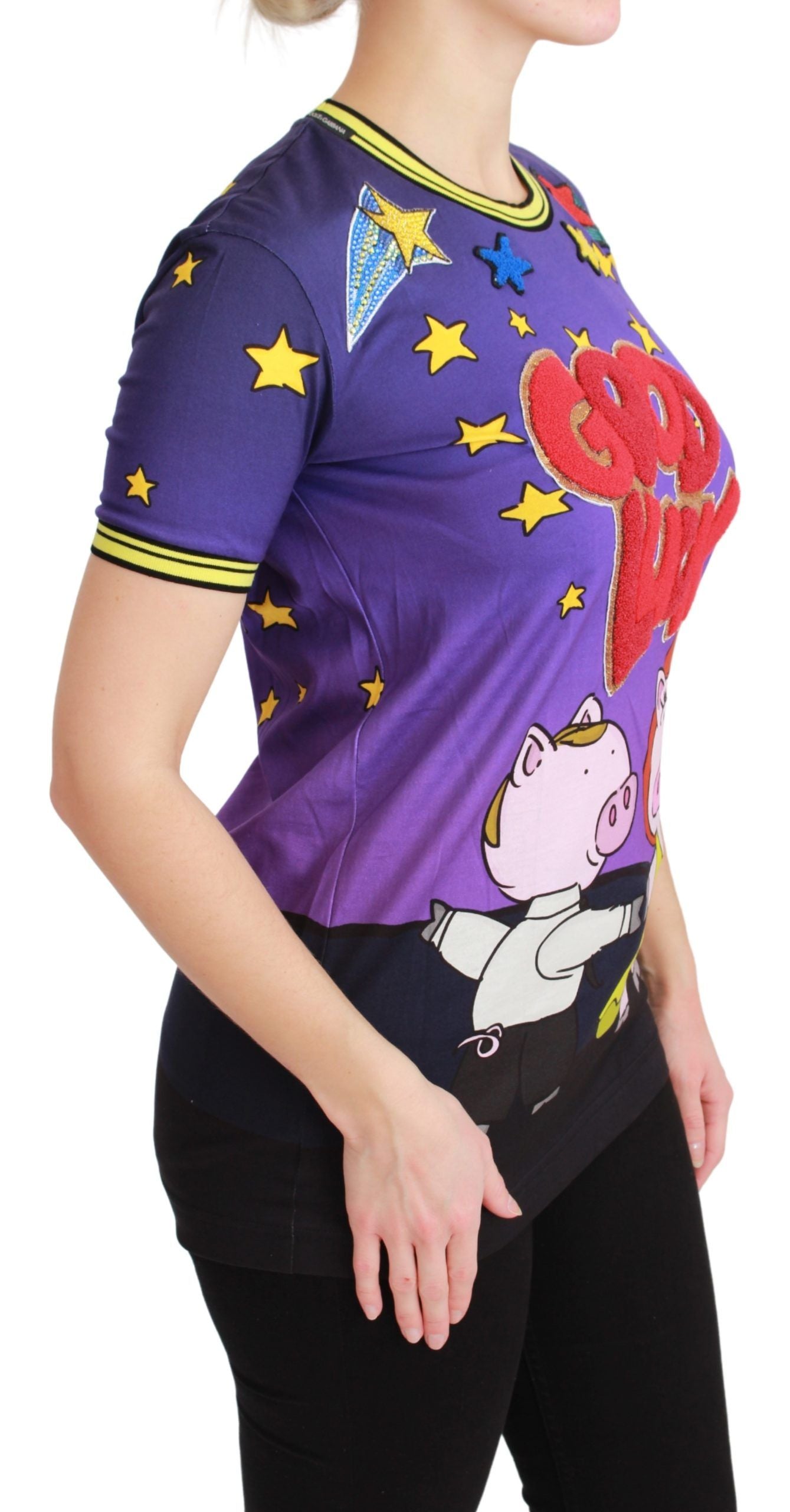 T-shirt élégant à col ras du cou Dolce & Gabbana en violet