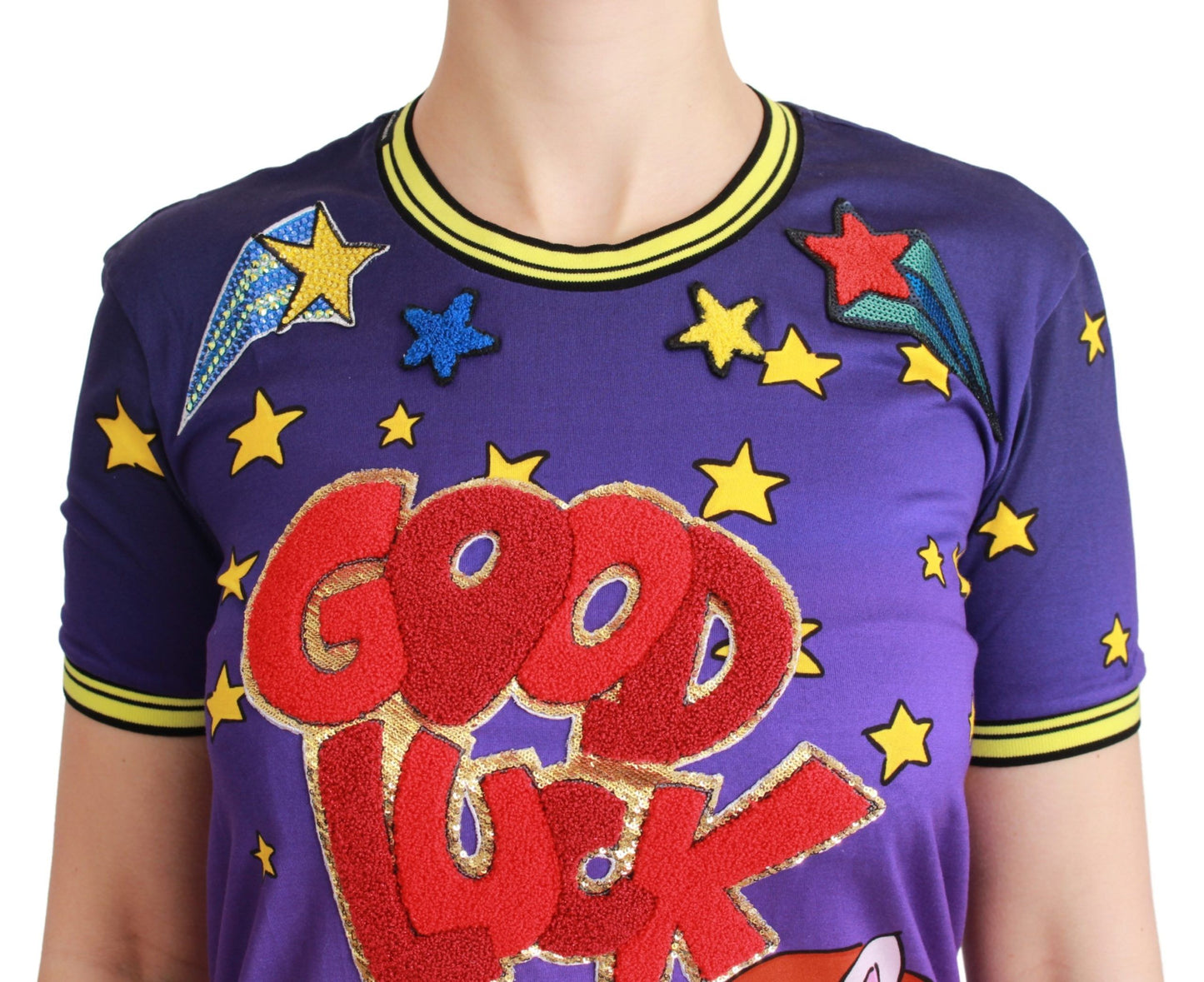 T-shirt élégant à col ras du cou Dolce & Gabbana en violet