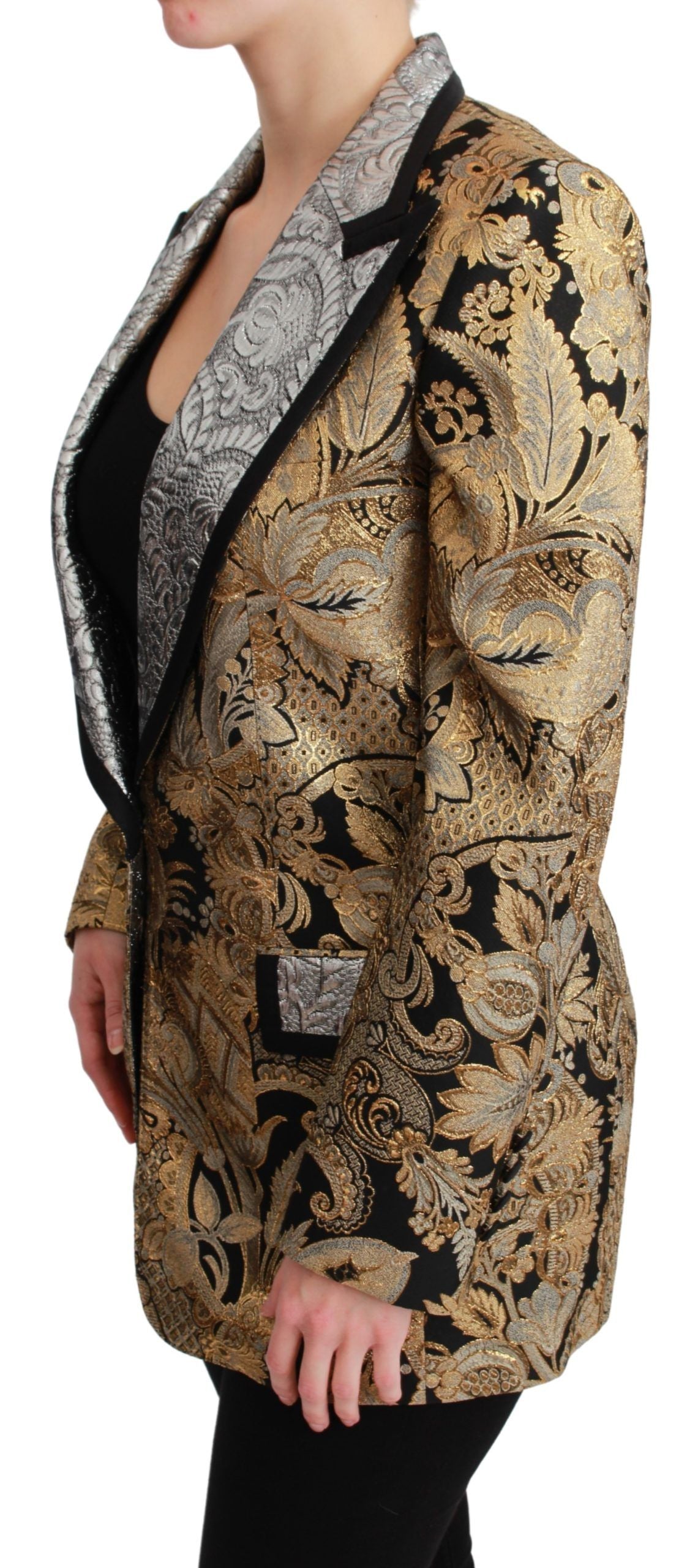 Blazer élégant en jacquard fleuri doré Dolce & Gabbana