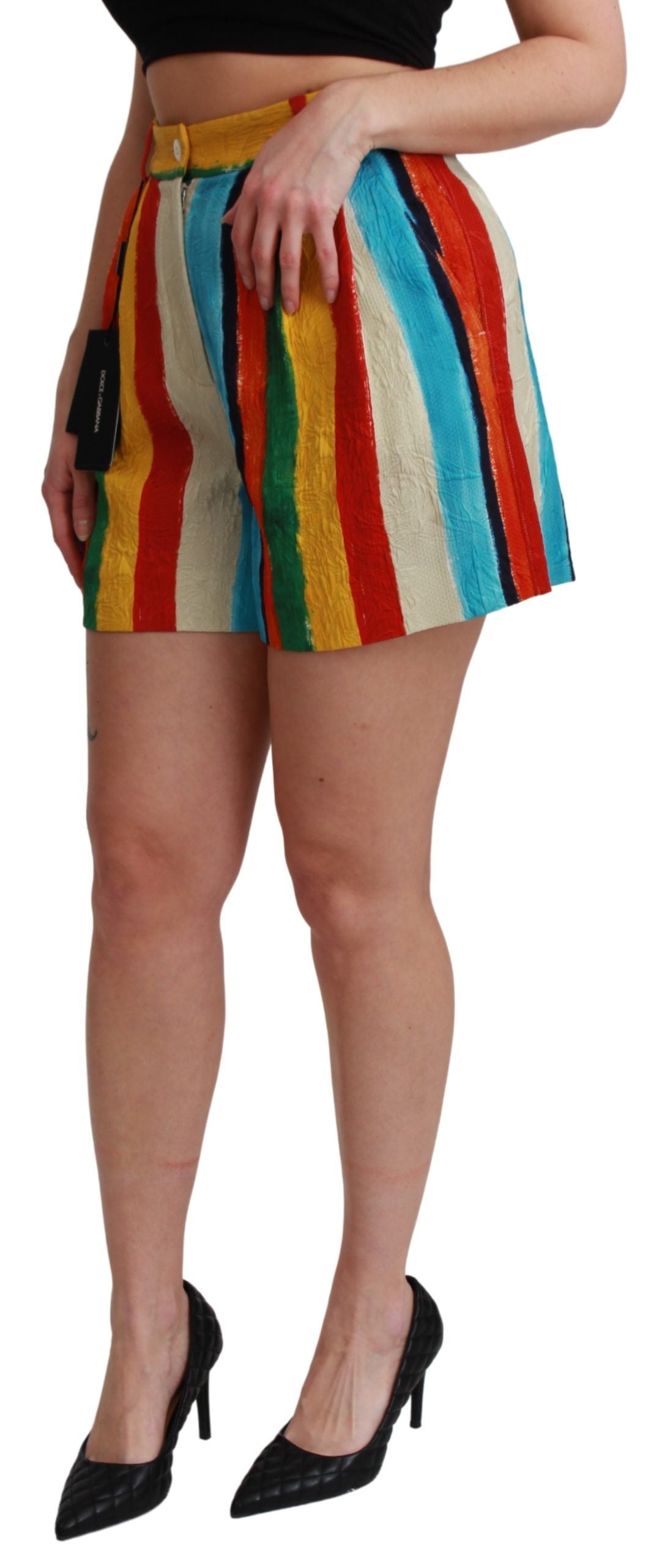 Short taille haute à rayures multicolores Dolce & Gabbana