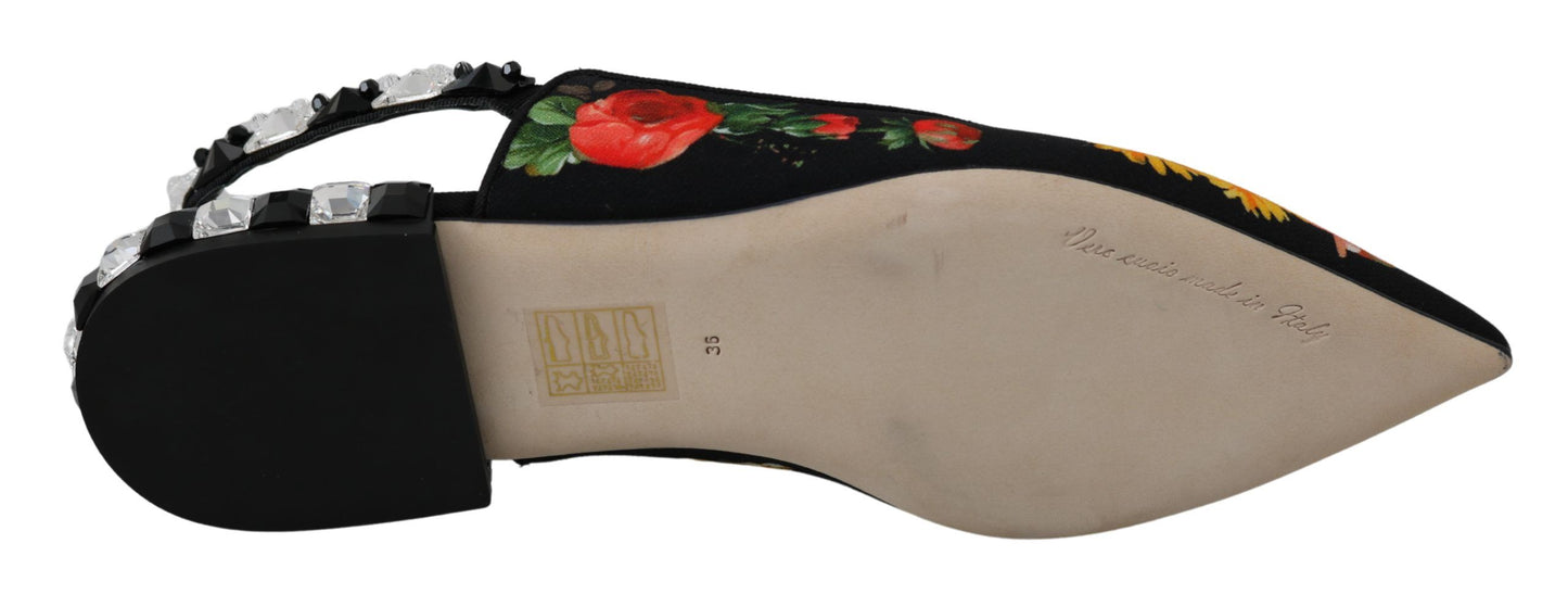 Dolce & Gabbana Élégantes ballerines fleuries ornées de cristaux