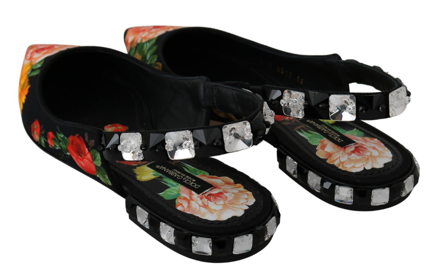 Dolce & Gabbana Élégantes ballerines fleuries ornées de cristaux