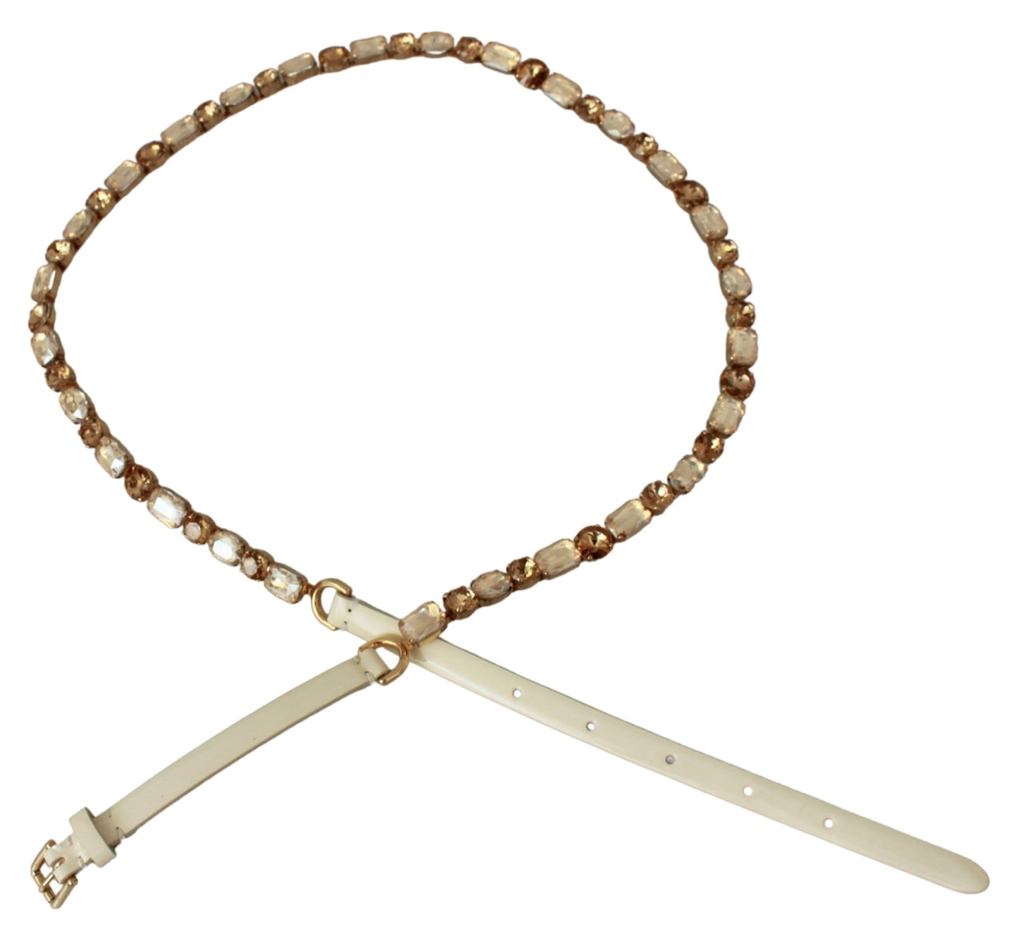 Ceinture en cuir ornée de cristaux champagne Dolce & Gabbana