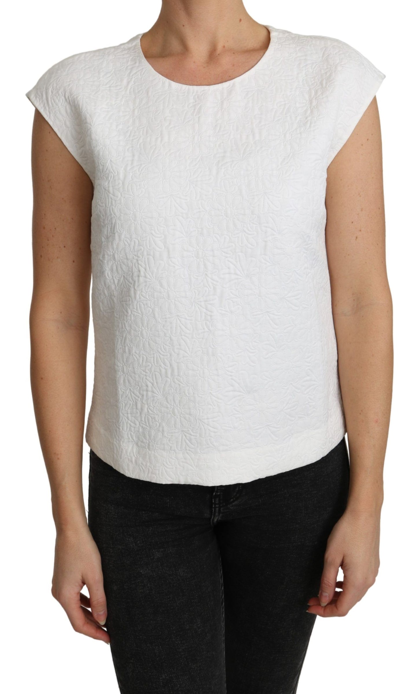 Chemisier élégant en coton mélangé blanc Dolce & Gabbana