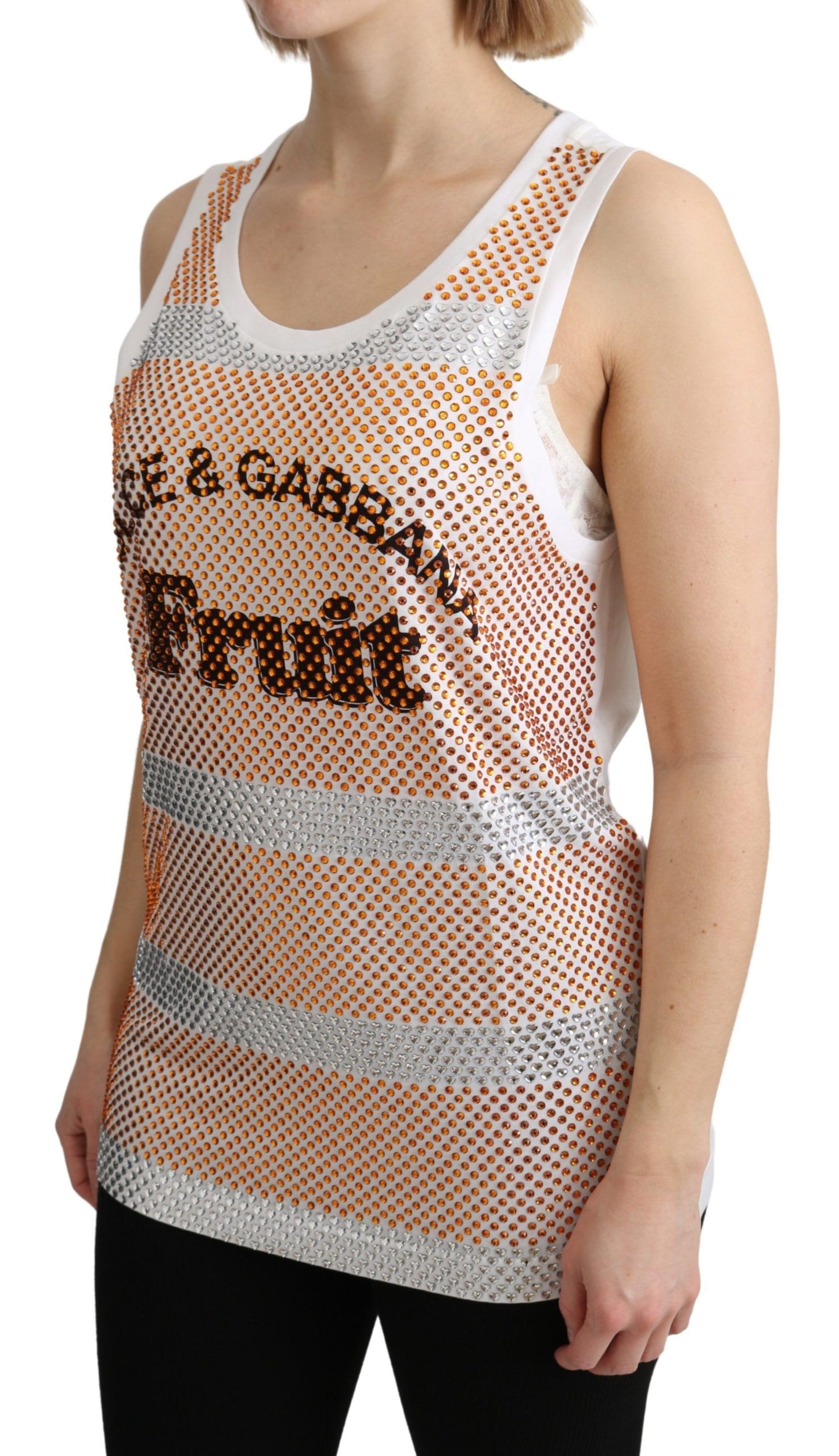Haut sans manches en coton orné de cristaux Dolce & Gabbana
