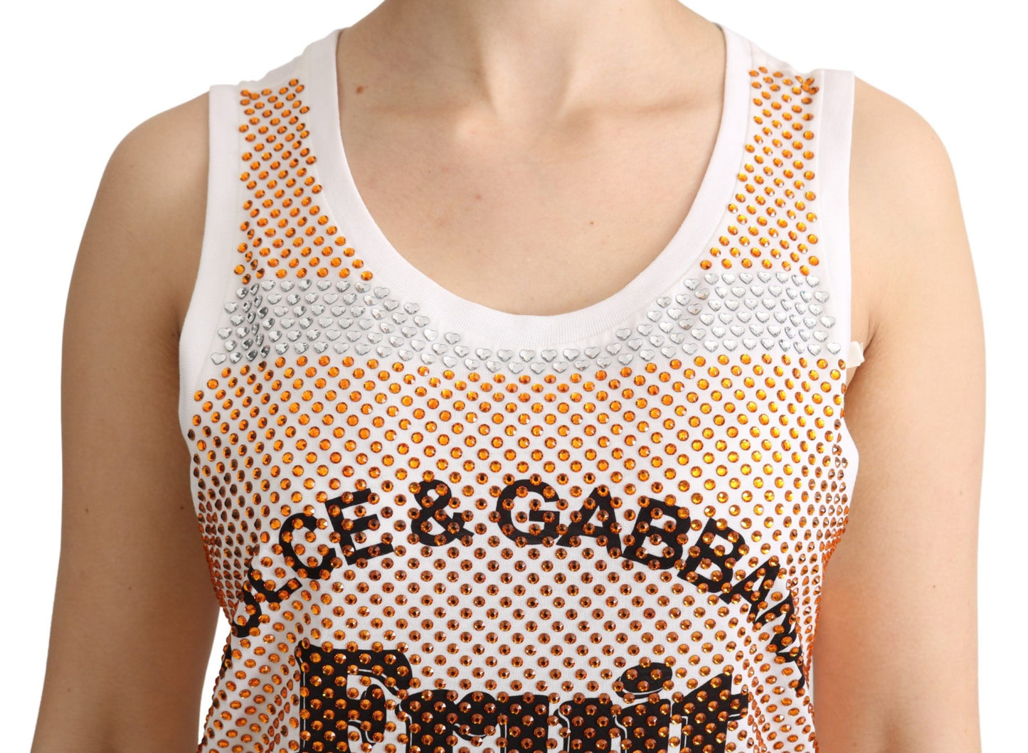 Haut sans manches en coton orné de cristaux Dolce & Gabbana