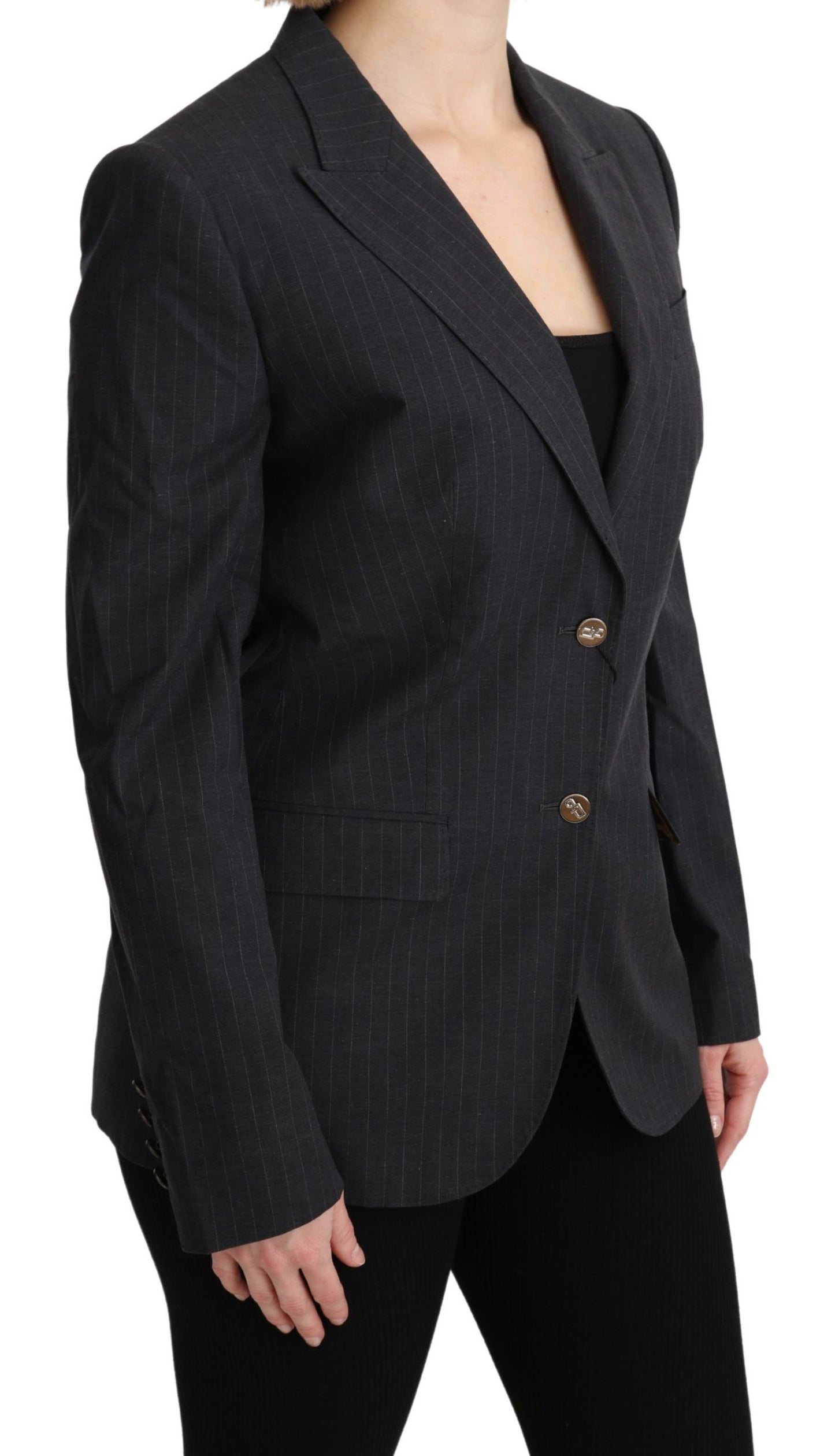 Blazer élégant en coton à rayures grises Dolce & Gabbana