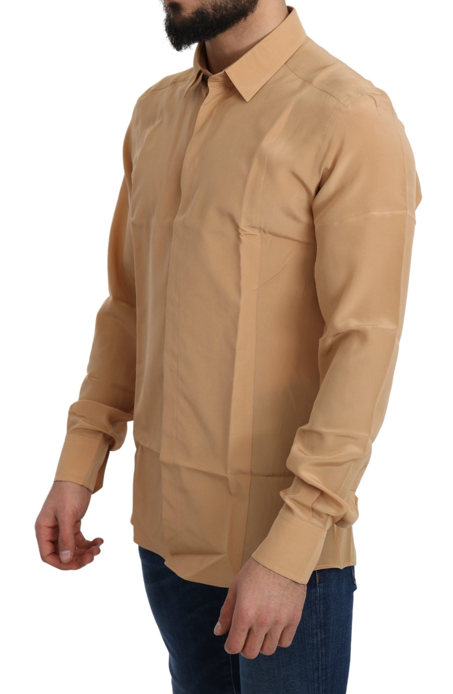 Dolce & Gabbana Elegant Yellow Silk Men's Formal Shirt by Dolce & Gabbana