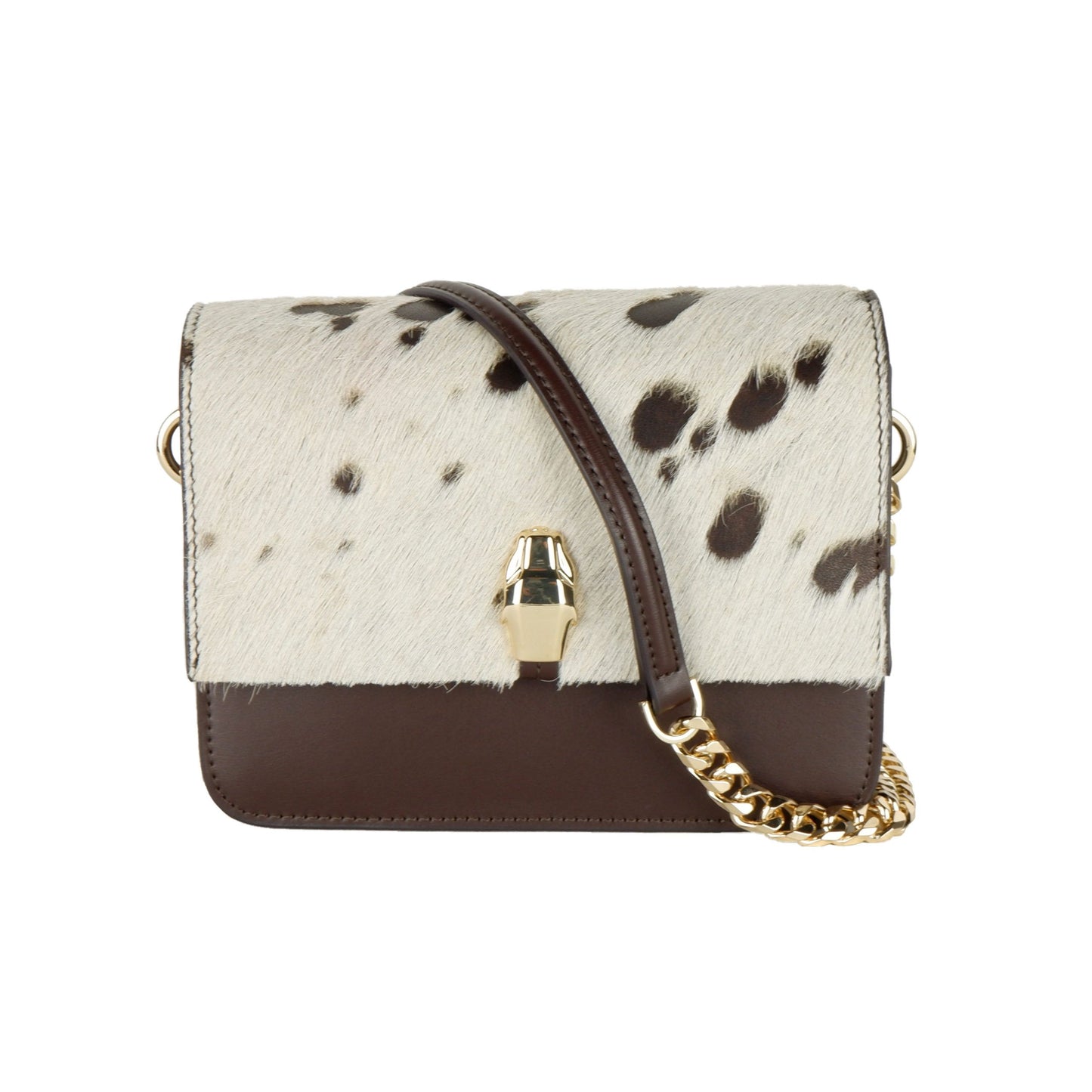 Petit sac à bandoulière bicolore Cavalli Class Chic, blanc et marron