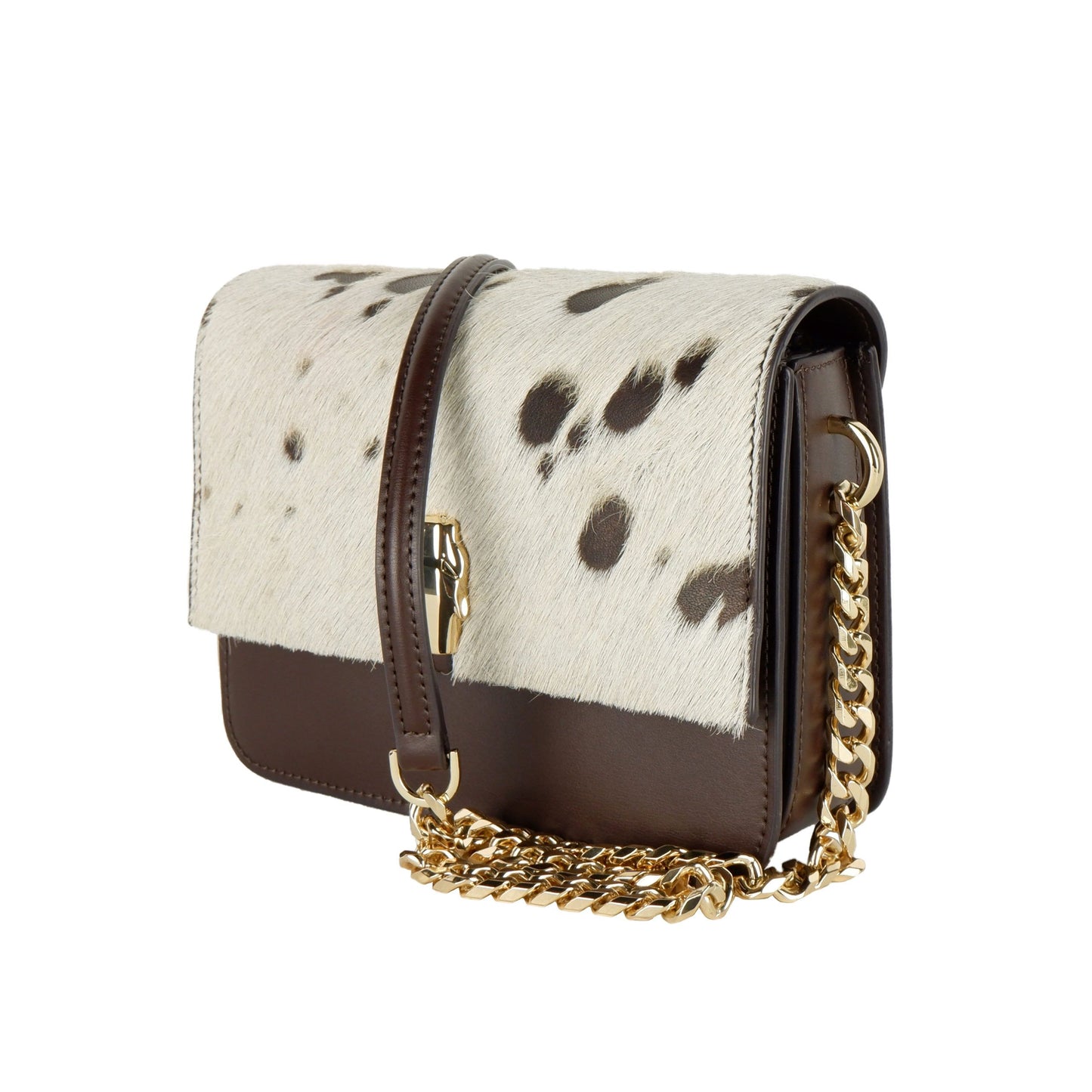 Petit sac à bandoulière bicolore Cavalli Class Chic, blanc et marron
