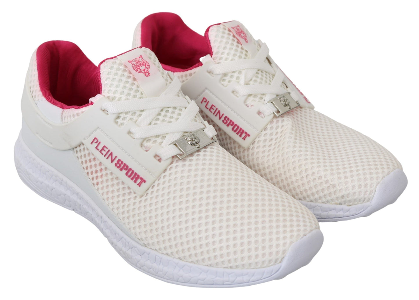 Baskets Becky blanches chics avec accents roses de Philipp Plein