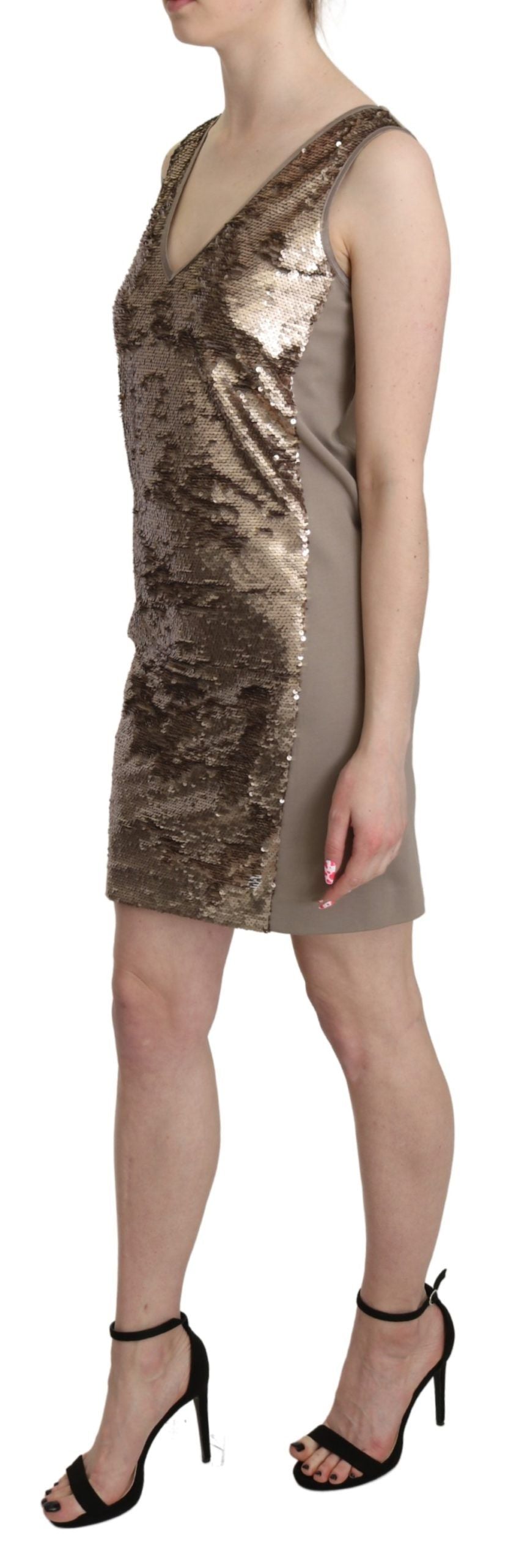 Robe courte à sequins sans manches et col en V glamour de Liu Jo