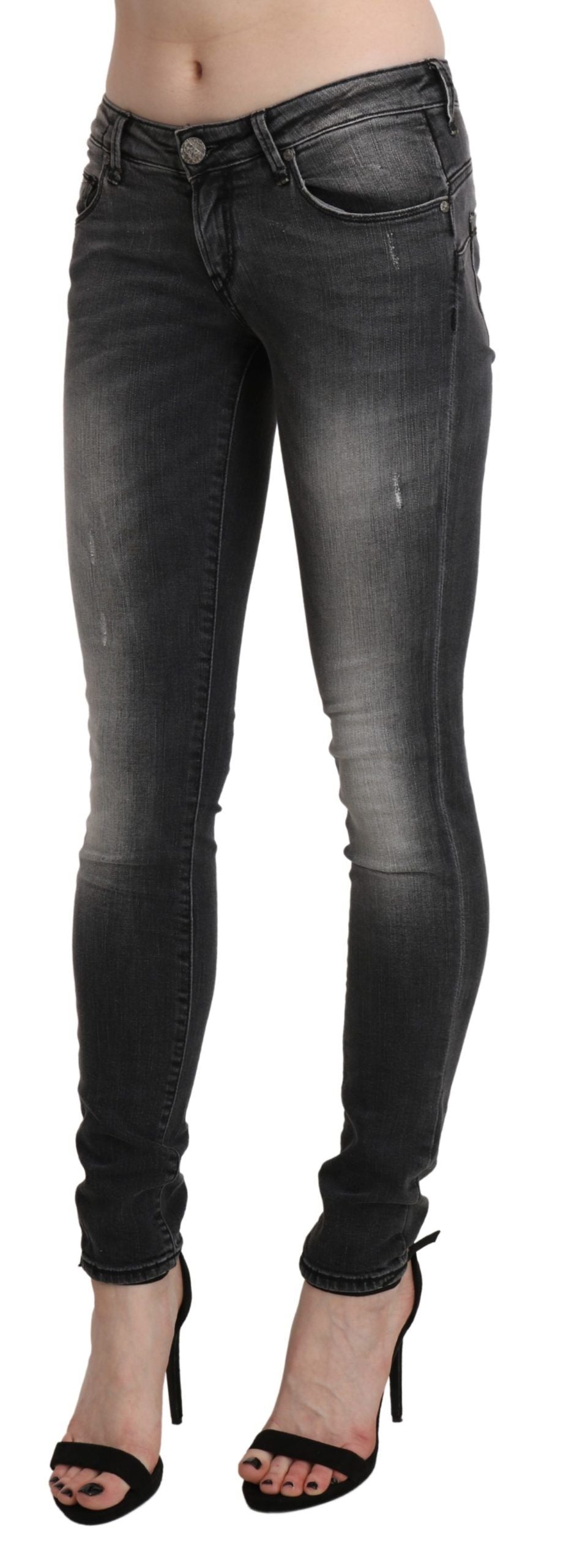 Huit jeans skinny taille basse élégants en délavage noir