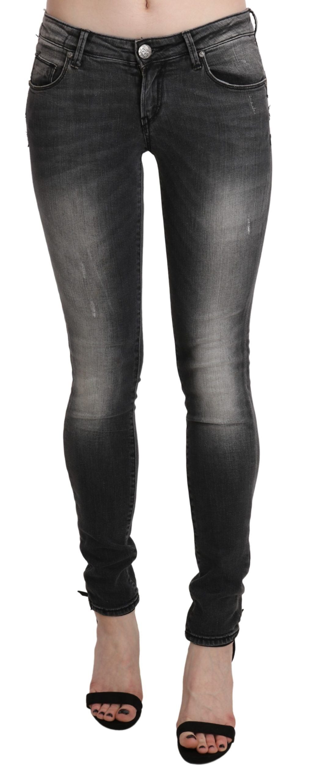 Huit jeans skinny taille basse élégants en délavage noir