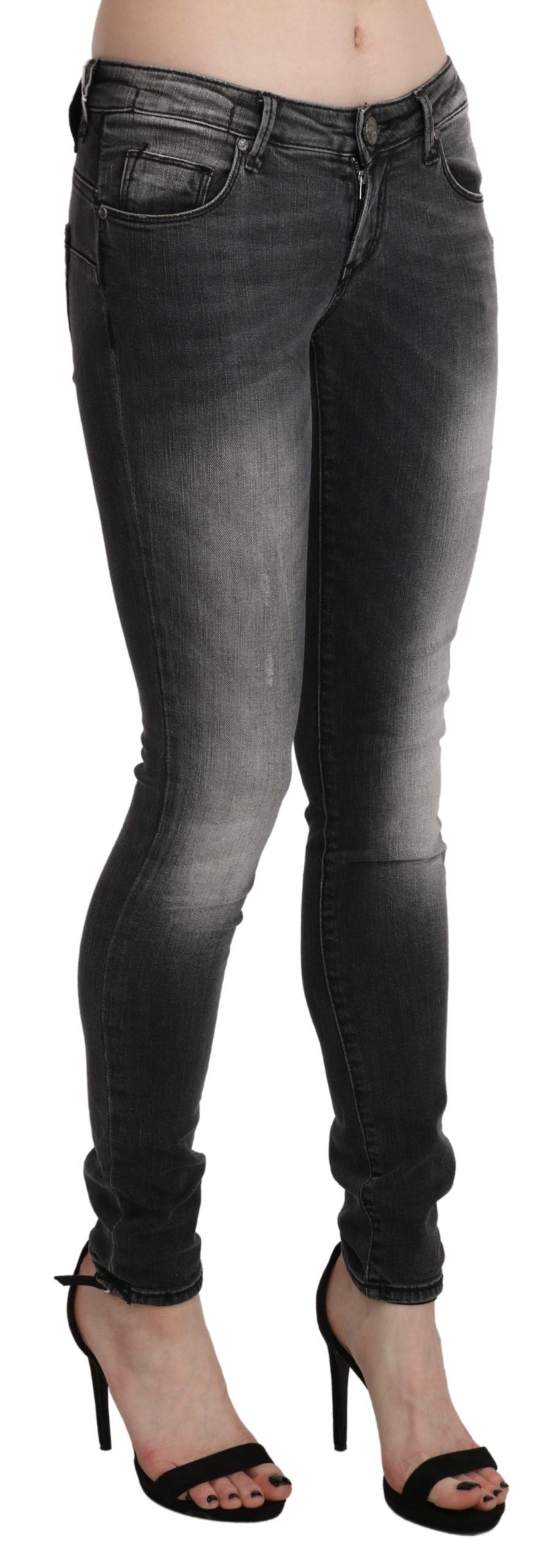 Huit jeans skinny taille basse élégants en délavage noir