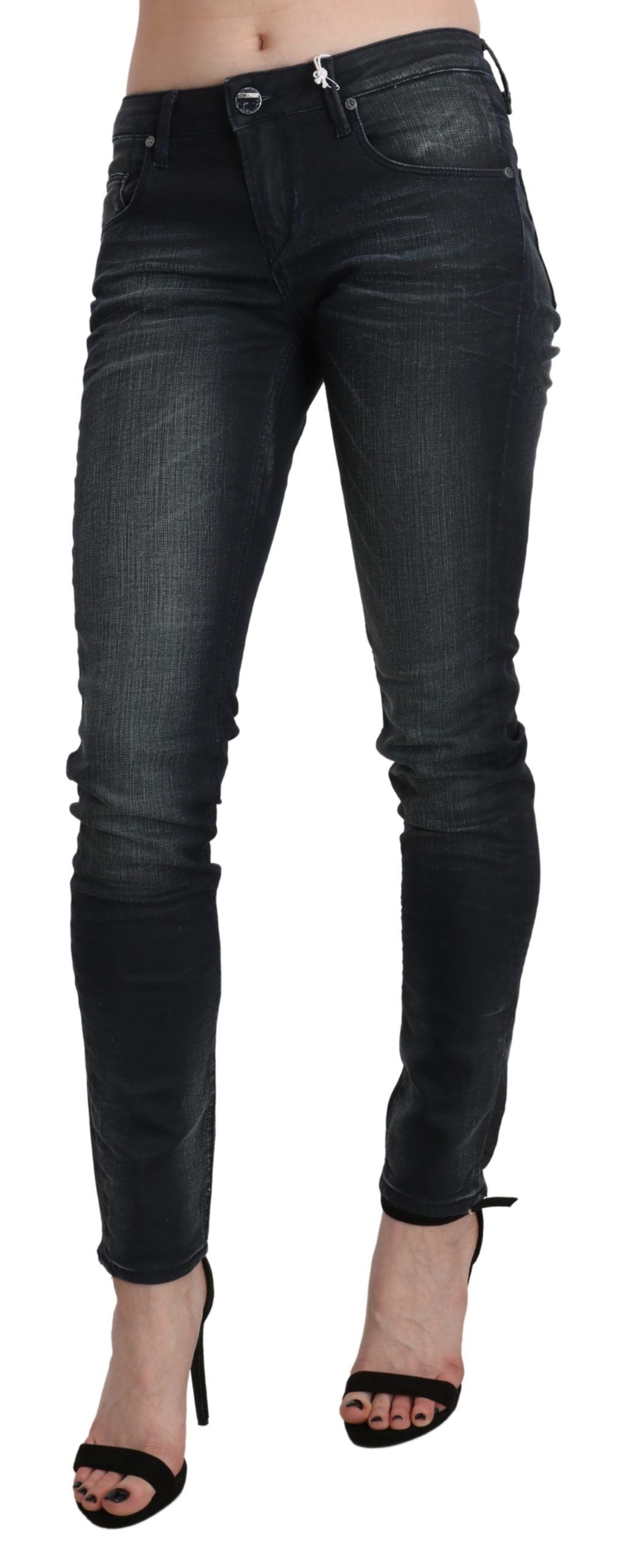 Huit jeans skinny noirs élégants taille basse
