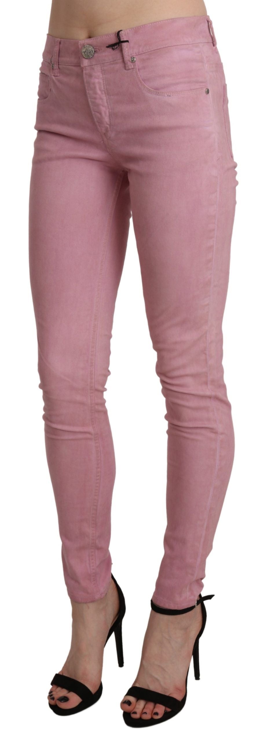 Eight Pink Mid Waist Skinny Stretch Denim Pant