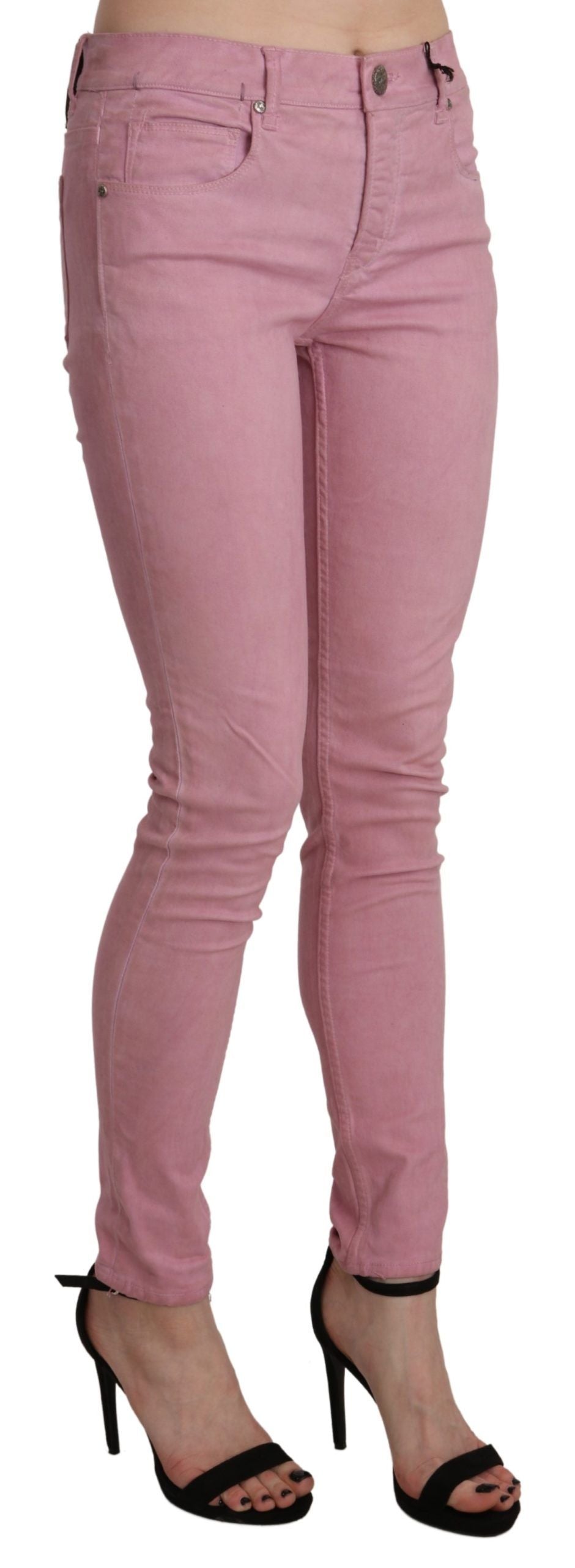 Eight Pink Mid Waist Skinny Stretch Denim Pant