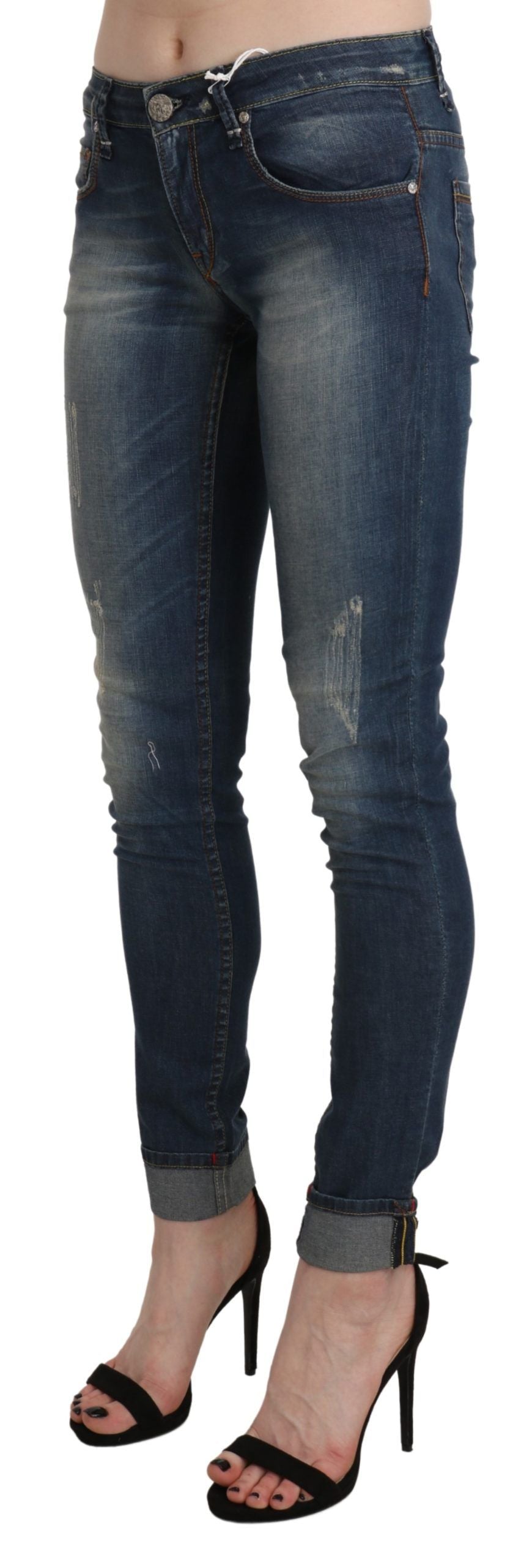 Jean skinny court bleu délavé Eight Chic