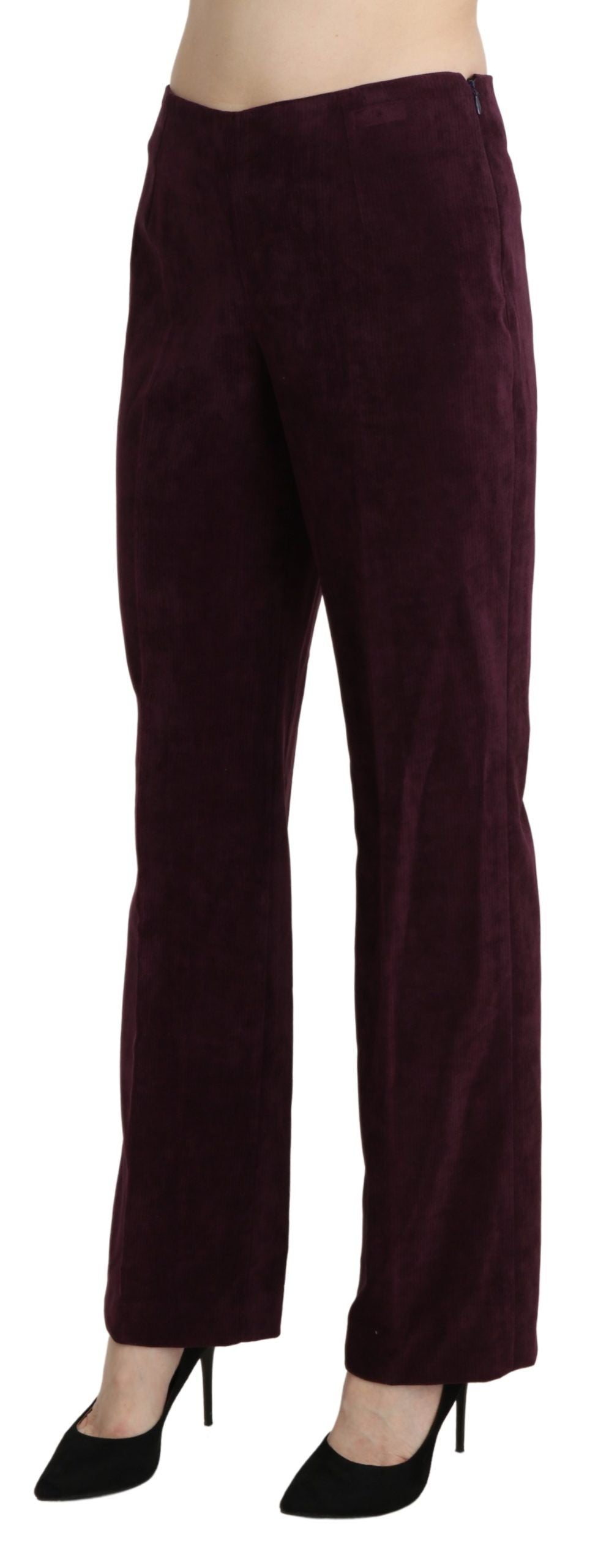 BENCIVENGA Purple Suede High Waist Straight Trouser Pants by BENCIVENGA