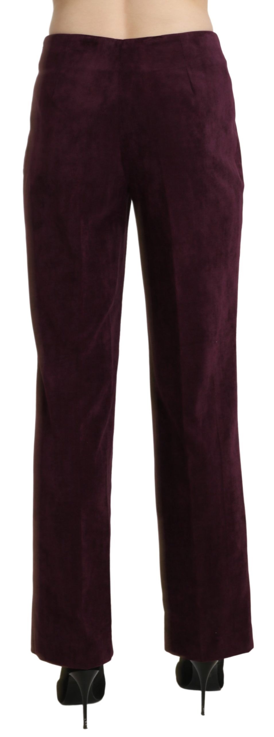 BENCIVENGA Purple Suede High Waist Straight Trouser Pants by BENCIVENGA