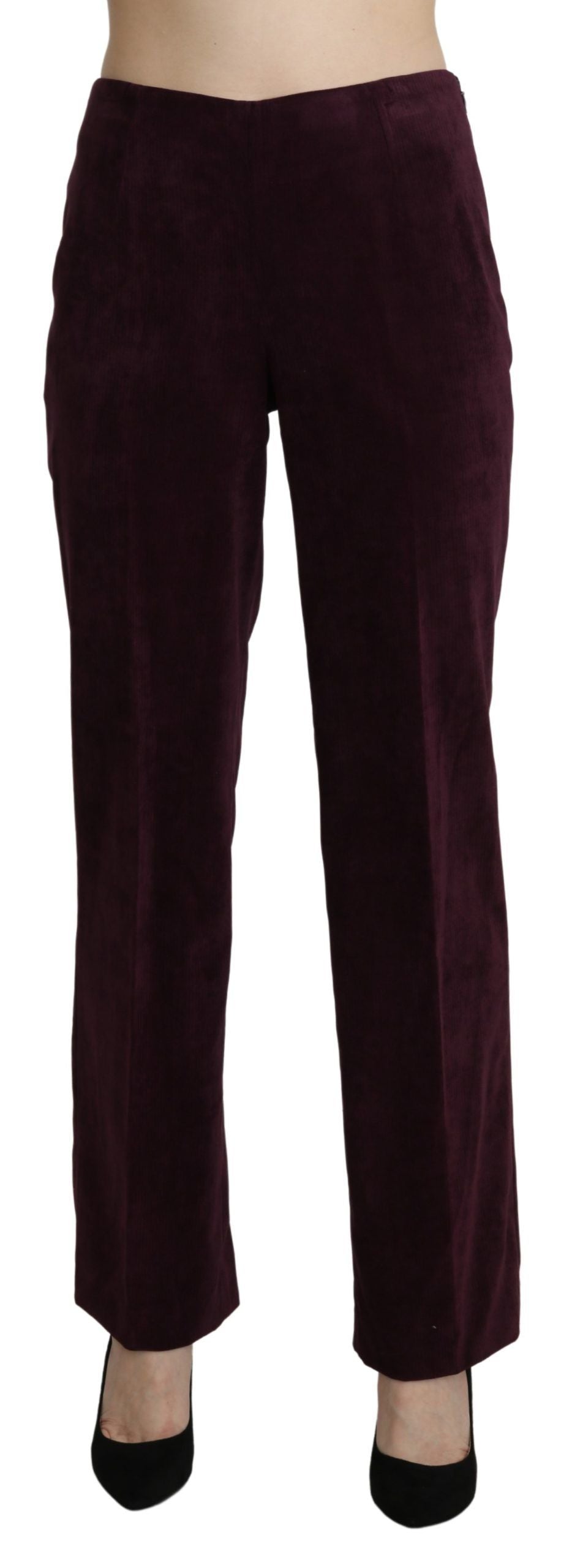 BENCIVENGA Purple Suede High Waist Straight Trouser Pants by BENCIVENGA