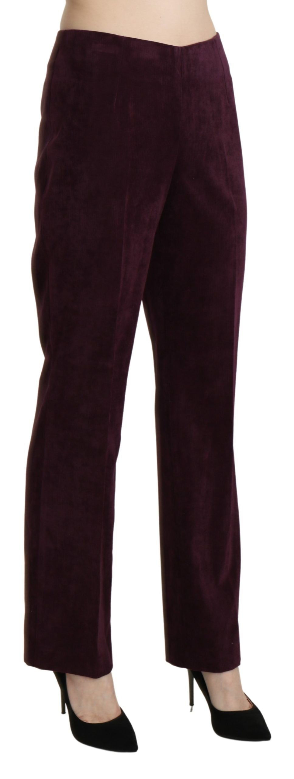 BENCIVENGA Purple Suede High Waist Straight Trouser Pants by BENCIVENGA