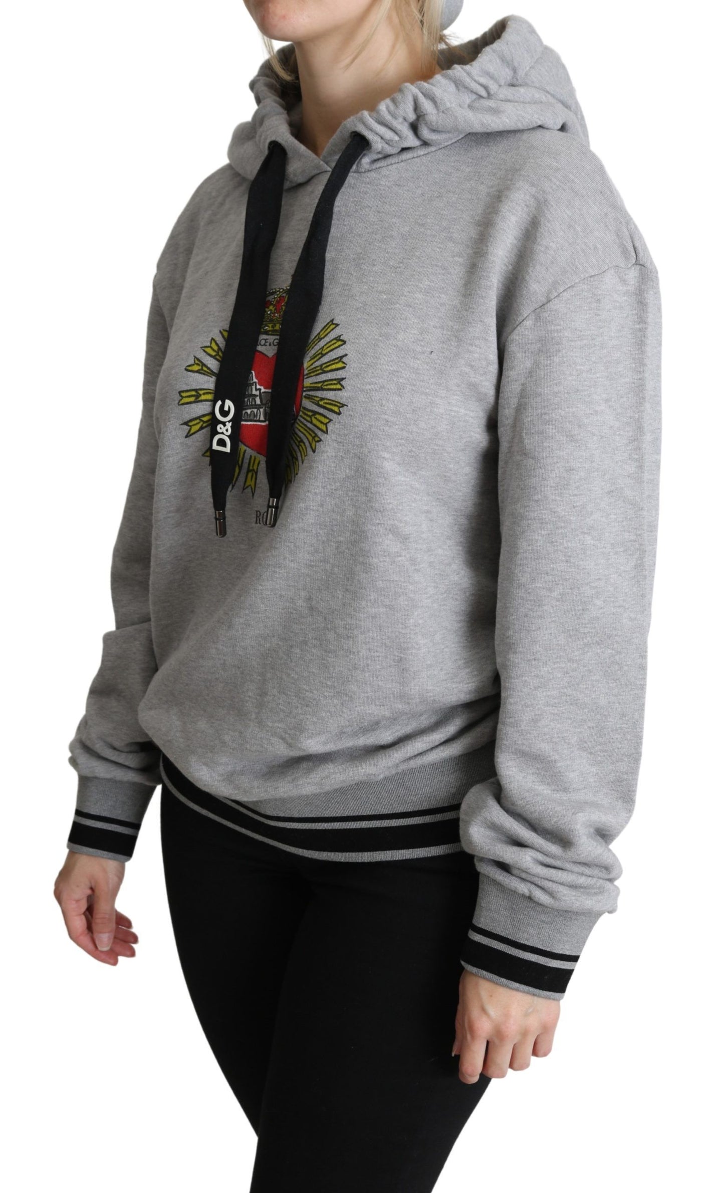 Pull à capuche en coton gris exclusif Dolce & Gabbana