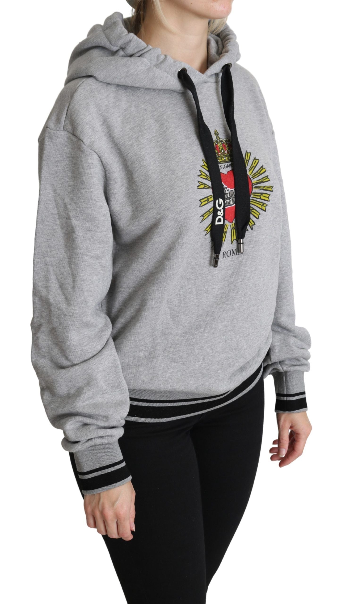 Pull à capuche en coton gris exclusif Dolce & Gabbana